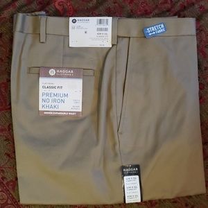 Mens khaki flat front, classic fit pant